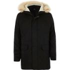 River Island Mens Big And Tall Fur Trim Borg Lined Coat