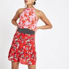 River Island Womens Floral Tie Halter Neck Swing Dress