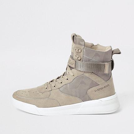 River Island Mens Wedge Sole Hi Top Trainers