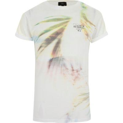 River Island Mens White Palm Graphic Slim Fit T-shirt