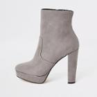 River Island Womens Suedette Wide Fit Platform Ankle Boots