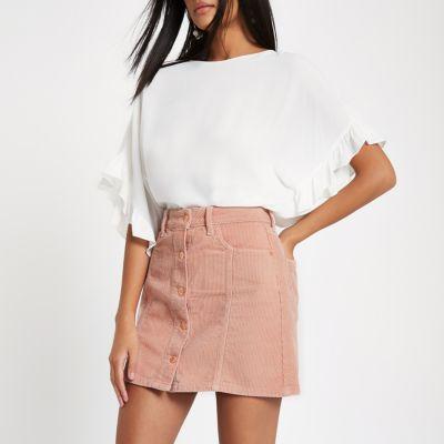 River Island Womens Corduroy Button Down Mini Skirt