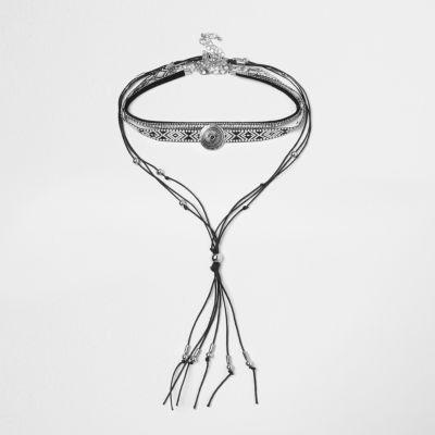 River Island Womens Embroidered Tassel Choker Pack