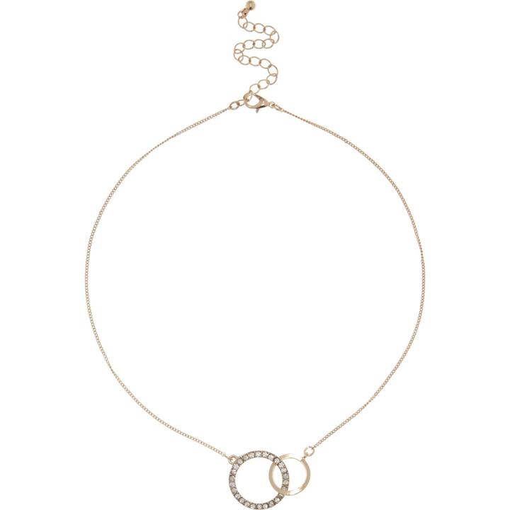 River Island Womens Gold Tone Double Circle Necklace