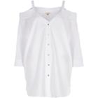 River Island Womens White Cold Shoulder Oversized Shirt