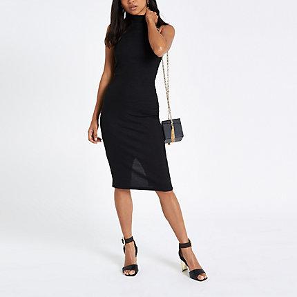 River Island Womens Petite Halter Neck Midi Bodycon Dress