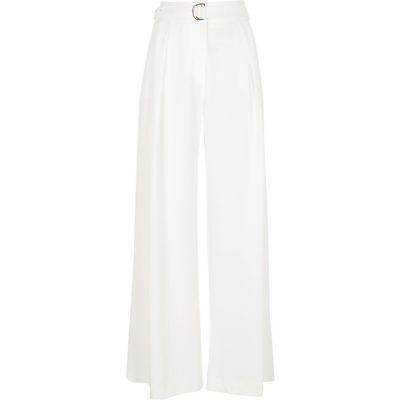 River Island Womens White D-ring Wide Leg Pants