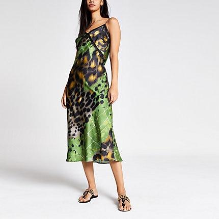 River Island Womens Printed Lace Trim Maxi Slip Dress