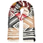 River Island Womens White Geo Fringed Scarf