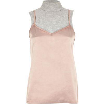River Island Womens Satin Turtleneck 2 In 1 Top