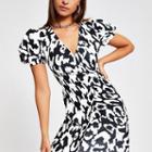 River Island Womens Print Puff Sleeve Wrap Dress