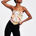 River Island Womens Print Bandeau Hanky Chain Crop Top