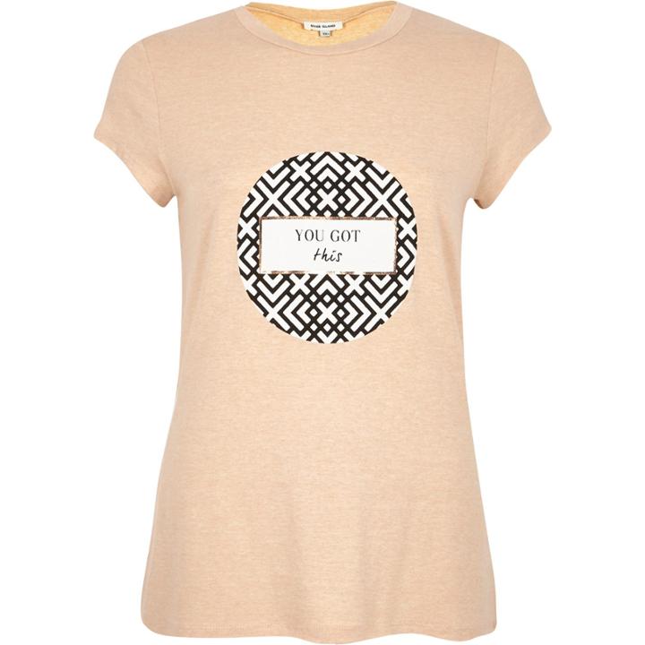 River Island Womens Slogan Print Fitted T-shirt