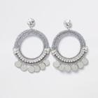 River Island Womens Silver Tone Metallic Hoop Disc Earring
