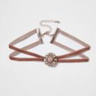 River Island Womens Blush Velvet Double Strap Choker