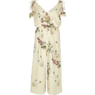 River Island Womens Floral Cold Shoulder Culotte Jumpsuit