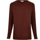 River Island Mens Rust Lightweight Plaited Tunic Sweater