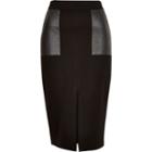 River Island Womens Leather-look Pocket Pencil Skirt