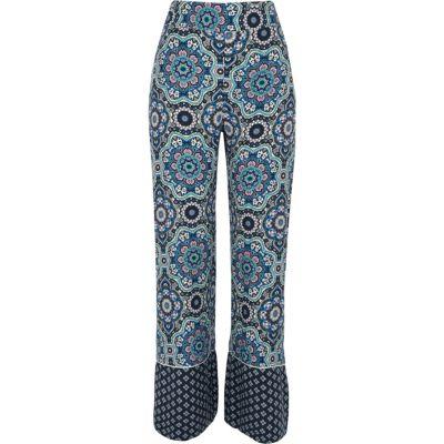 River Island Womens Wide Leg Mixed Print Trousers
