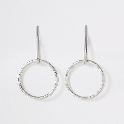 River Island Womens Silver Colour Drop Hoop Earrings