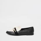 River Island Womens Wide Fit Faux Fur Snaffle Loafer