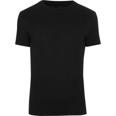 River Island Mens Ribbed Muscle Fit Crew Neck T-shirt