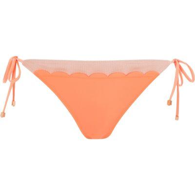 River Island Womens Scallop Trim Tie Side Bikini Bottoms