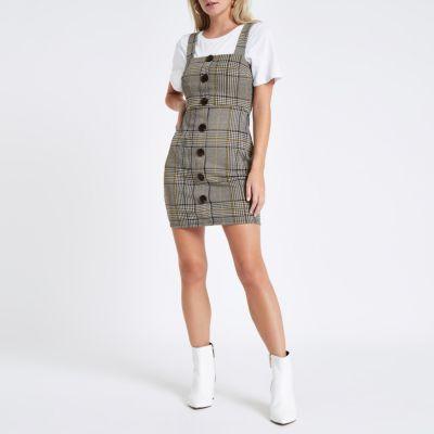 River Island Womens Petite Check Button Up Mini Dress