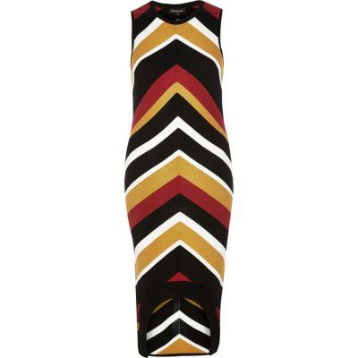 River Island Womens Stripe Curved Hem Dress
