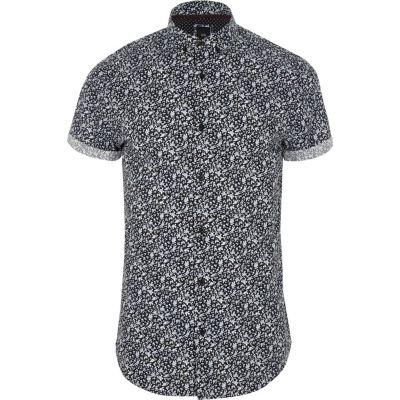 River Island Mens Ditsy Floral Short Sleeve Slim Fit Shirt