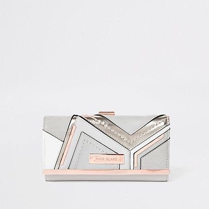 River Island Womens Metallic Cutabout Cliptop Purse
