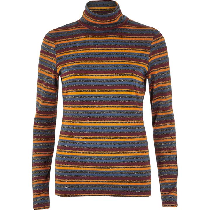 River Island Womens Stripe Metallic Polo Neck
