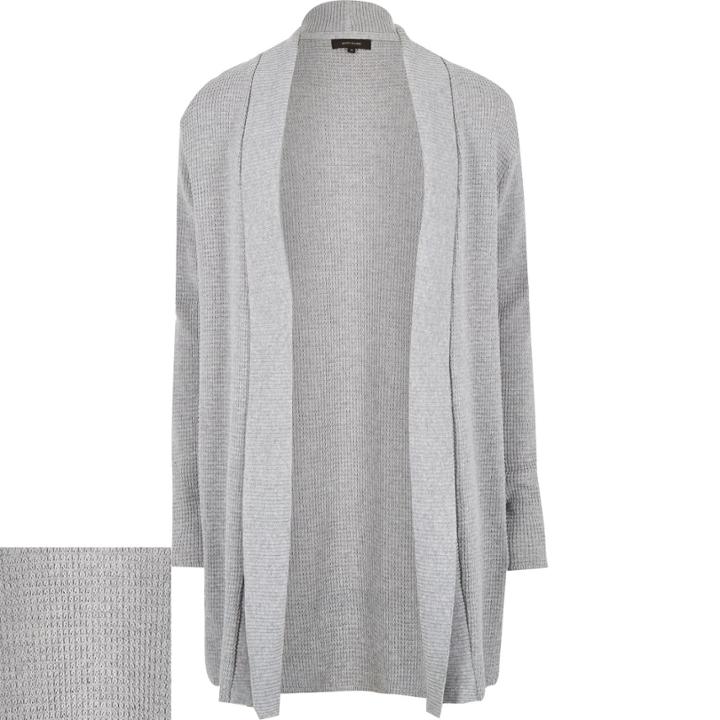 River Island Menslight Waffle Texture Longline Cardigan