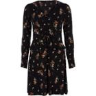 River Island Womens Floral Ruched Frill Front Jersey Dress