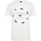 River Island Mens White Slim Fit 'vivir' Bug Print T-shirt