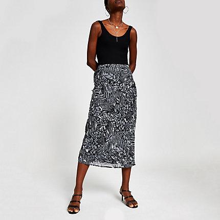 River Island Womens Print Embellished Midi Skirt