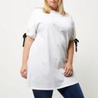 River Island Womens Plus White Tie Sleeve Longline T-shirt