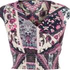 River Island Womens Petite Floral Print Shirred Crop Top
