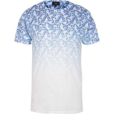 River Island Mens White Geo Fade Print Crew Neck T-shirt