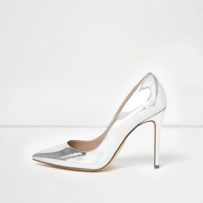 River Island Womens Silver Patent Pumps