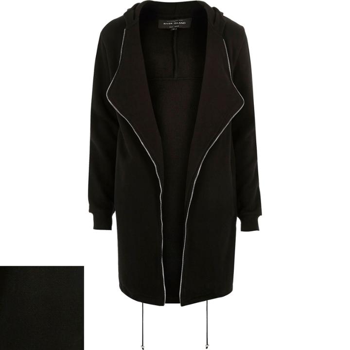 River Island Mensblack Zip Edge Longline Cardigan
