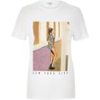 River Island Womens White Photo Print Fitted T-shirt