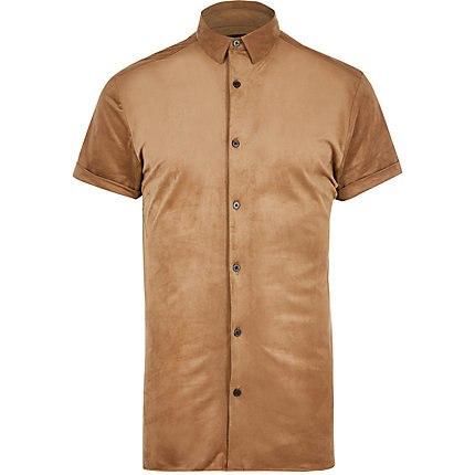River Island Mens Faux Suede Slim Fit Shirt