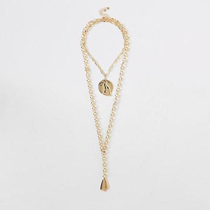 River Island Womens Gold Colour Chunky Disc Layered Necklace