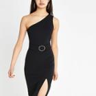 River Island Womens One Shoulder Rib Bodycon Dress