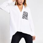 River Island Womens White Snake Pocket Long Sleeve Shirt