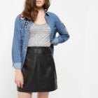 River Island Womens Petite Panel Leather Look Mini Skirt