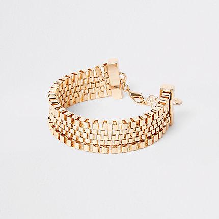 River Island Womens Gold Tone Square Biker Chain Bracelet