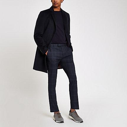 River Island Mens Skinny Check Smart Trousers