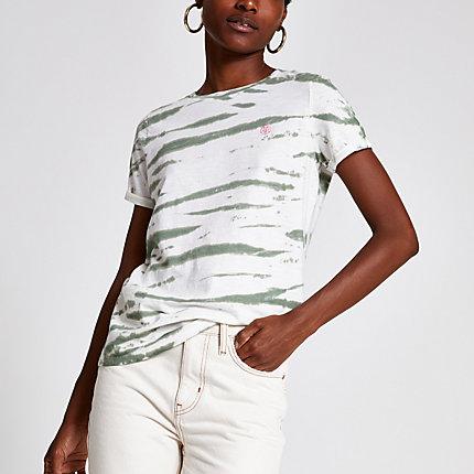 River Island Womens Tie Dye Print Turn Up Sleeve T-shirt